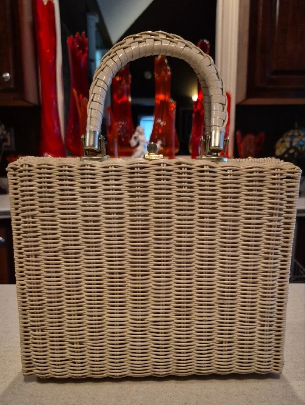 vintage 1960s wicker box tapestry Purse Magid - Picture 4 of 8